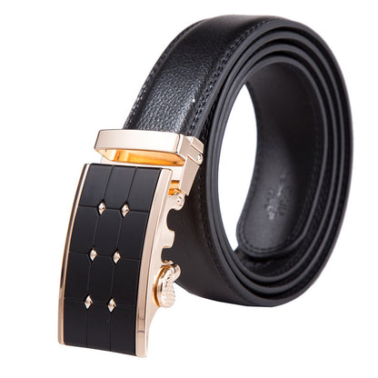 Men's Automatic Buckle Leather Belt – No-Hassle Dress Belt