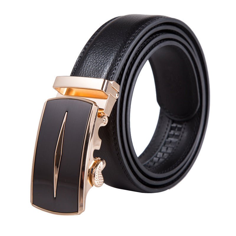 Men's Automatic Buckle Leather Belt – No-Hassle Dress Belt