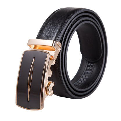 Men's Automatic Buckle Leather Belt – No-Hassle Dress Belt