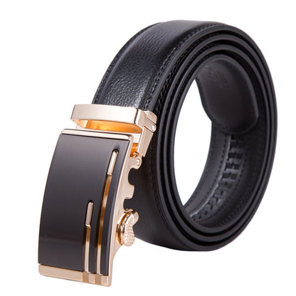 Men's Automatic Buckle Leather Belt – No-Hassle Dress Belt