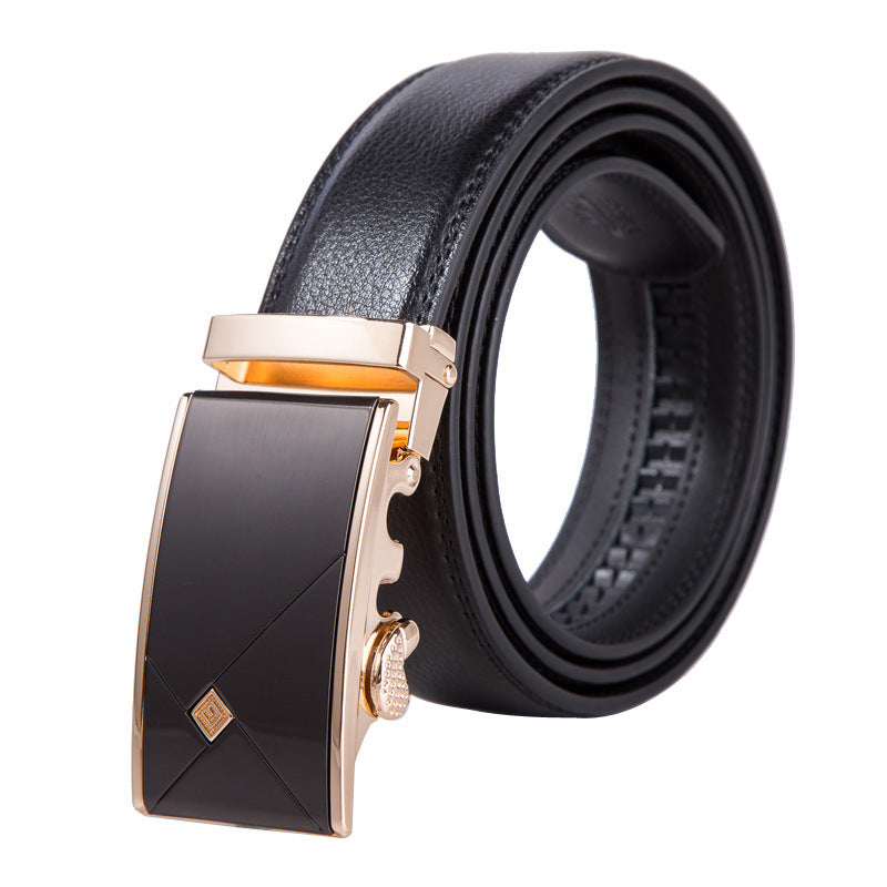 Men's Automatic Buckle Leather Belt – No-Hassle Dress Belt