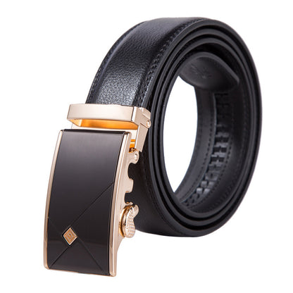 Men's Automatic Buckle Leather Belt – No-Hassle Dress Belt