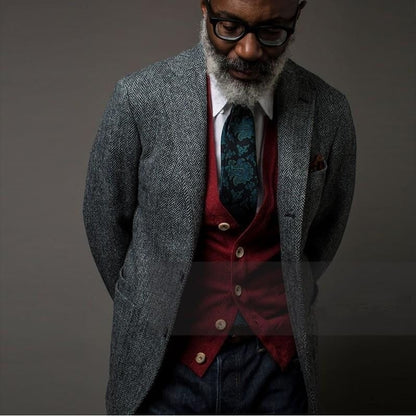 Men's British Retro Tweed Wool Blazer