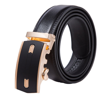 Men's Automatic Buckle Leather Belt – No-Hassle Dress Belt