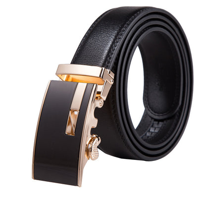 Men's Automatic Buckle Leather Belt – No-Hassle Dress Belt