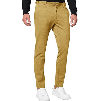 Men's Slim-Fit Stretch Chino Pants – Tapered Pleated