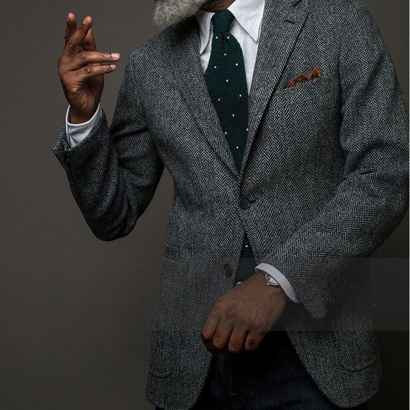 Men's British Retro Tweed Wool Blazer