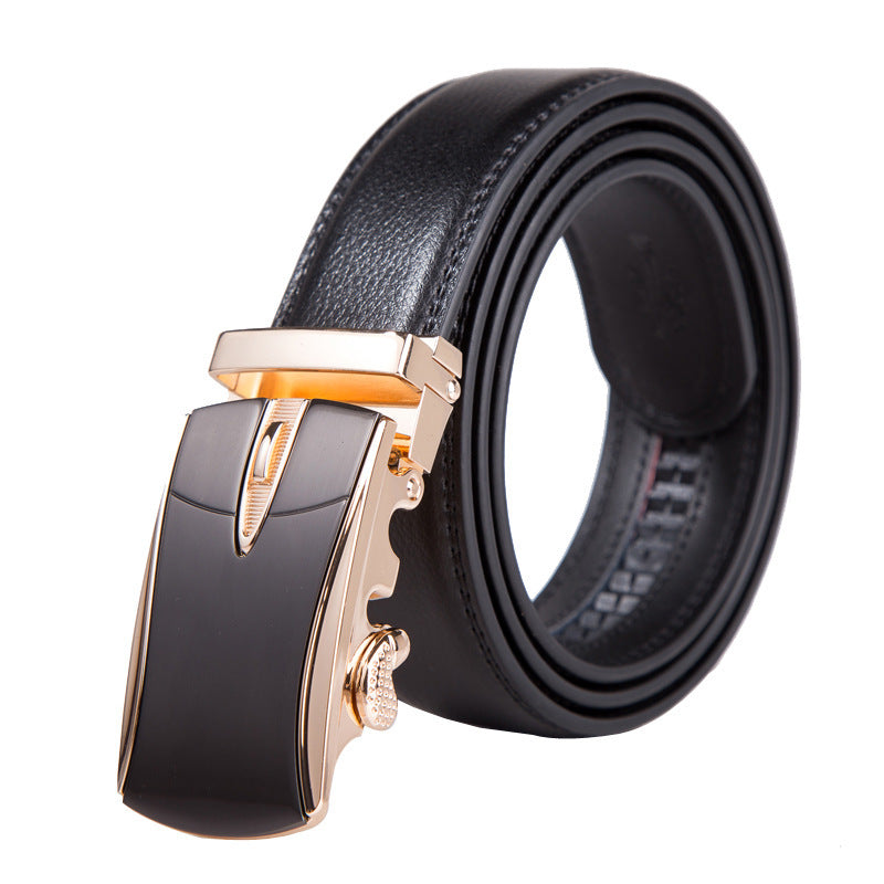 Men's Automatic Buckle Leather Belt – No-Hassle Dress Belt