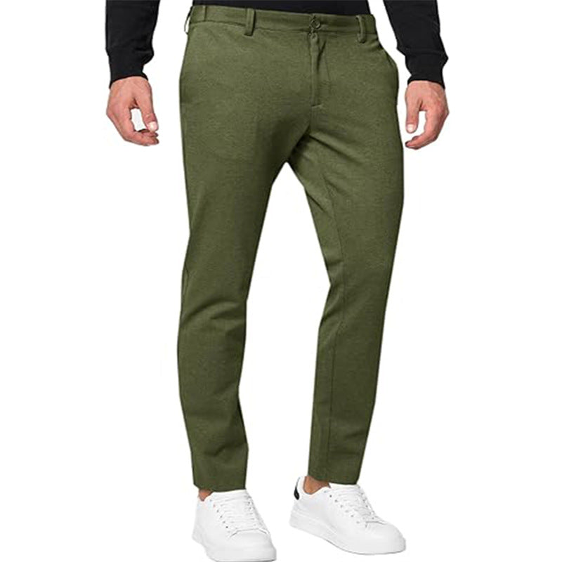 Men's Slim-Fit Stretch Chino Pants – Tapered Pleated