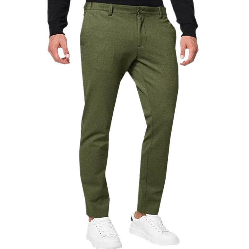 Men's Slim-Fit Stretch Chino Pants – Tapered Pleated