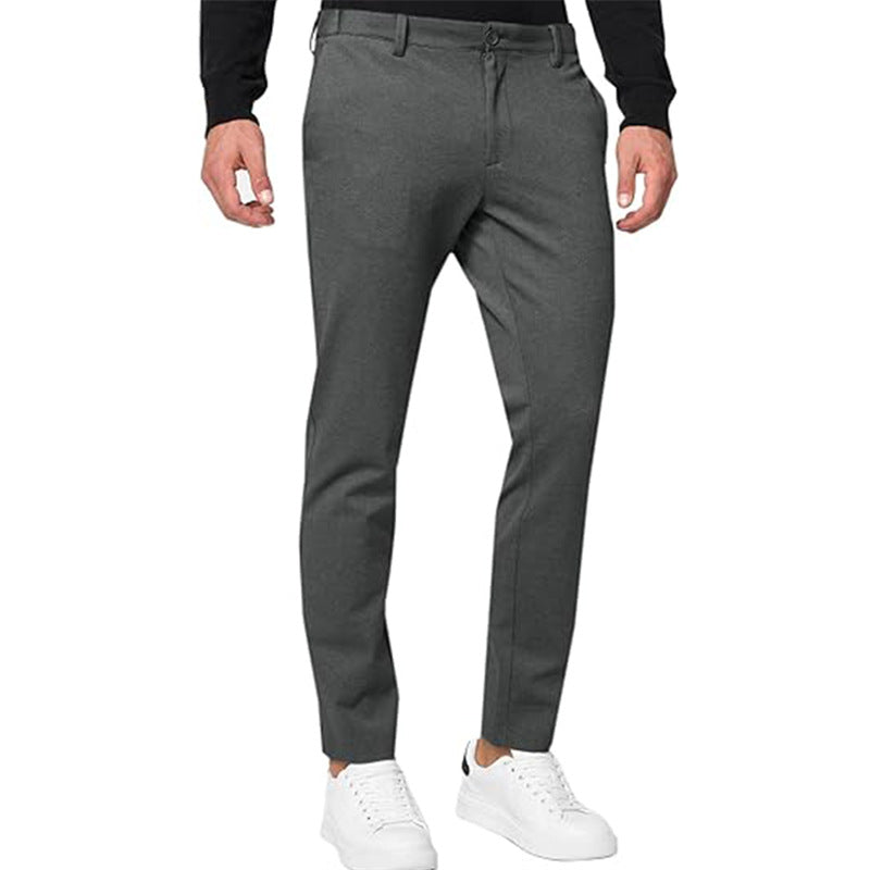 Men's Slim-Fit Stretch Chino Pants – Tapered Pleated