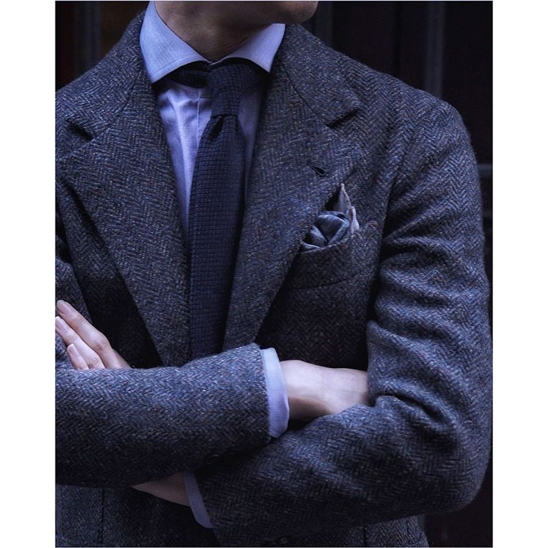 Men's British Retro Tweed Wool Blazer