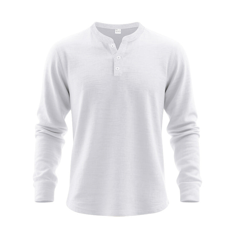 Men's Casual Loose-Fit Long Sleeve Henley Shirt