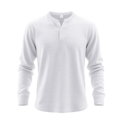 Men's Casual Loose-Fit Long Sleeve Henley Shirt